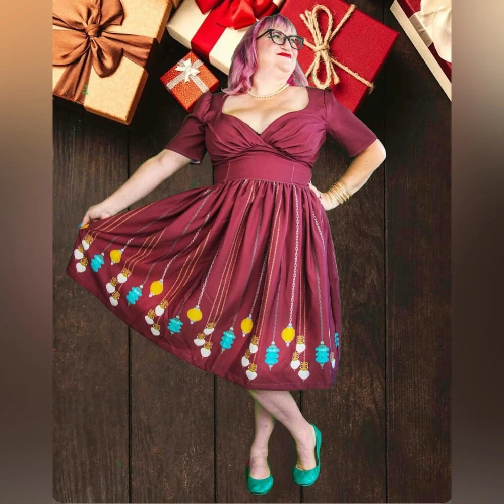 Pinup Couture Paige Dress in Hanging Lamps Print XL - Picture 2 of 2
